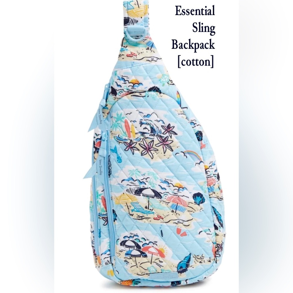 Vera Bradley Essential Sling Backpack in Cotton ✨ Beach Treasures | large size